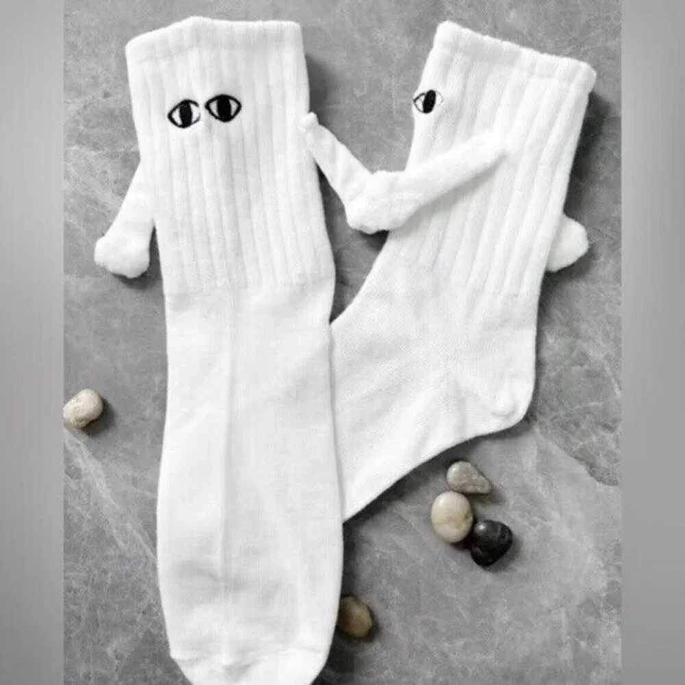Funny Magnetic Ghost Couple Socks Universal Size Unisex 3D Cotton Holding Hands